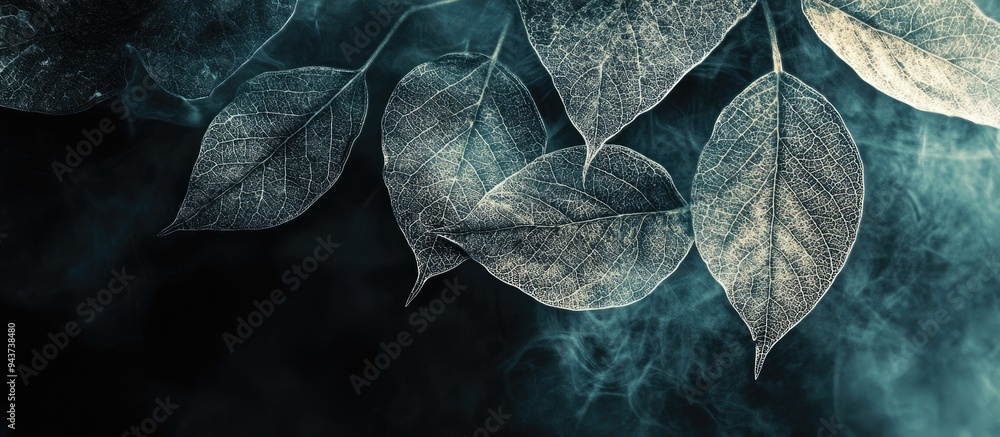 Poster Stunning abstract backdrop featuring skeleton leaves. with copy space image. Place for adding text or design