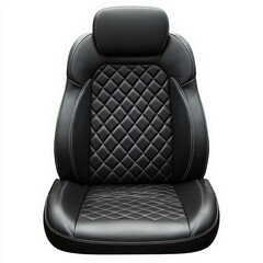 Naklejka premium Black Leather Car Seat with Diamond Stitching.