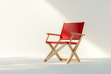 Fototapeta premium A red director's chair on a minimalist background.
