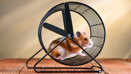 A hamster running in the hamster wheel