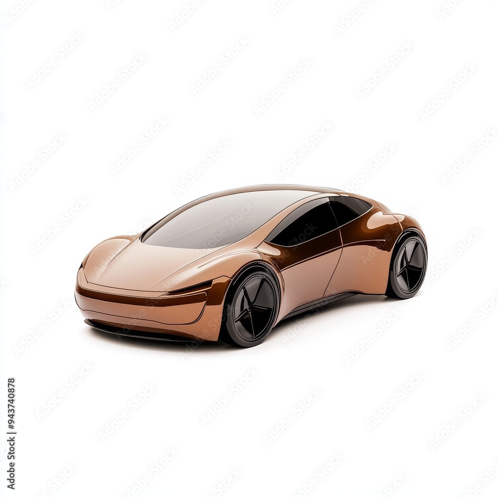 Poster a 3d single icon of a streamlined electric car designed with a sleek futuristic shape and a smooth f