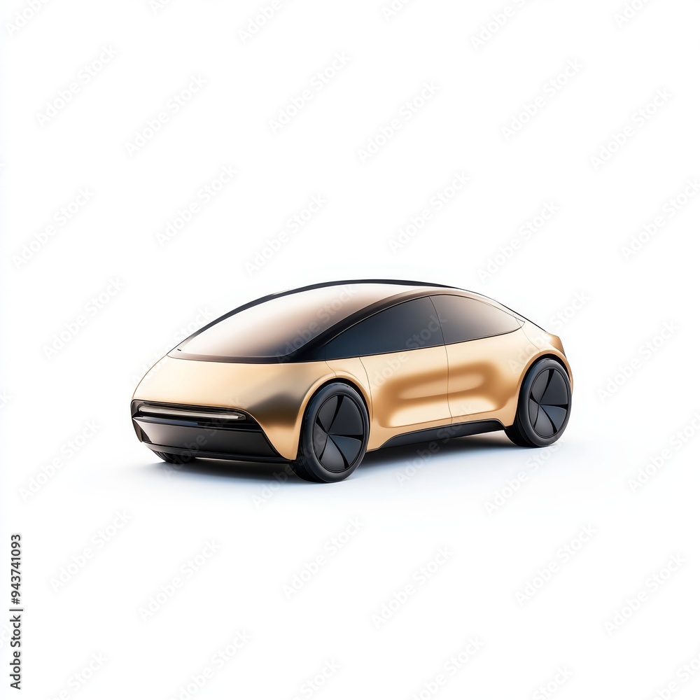 Poster a 3d single icon of a streamlined electric car designed with a sleek futuristic shape and a smooth f