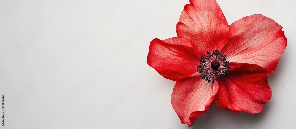 Leinwandbilder A red flower Open space for text. with copy space image. Place for adding text or design