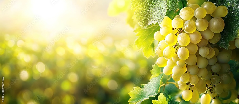 Aufkleber fresh cluster of white grapes in the field. with copy space image. Place for adding text or design