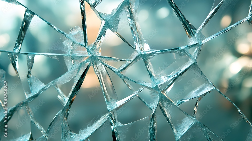 Poster a broken mirror reflecting different distorted scenes symbolizing fragmented and paradoxical realiti
