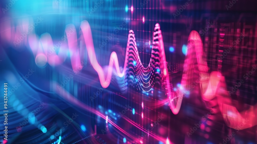Poster High-tech communication with abstract waveforms