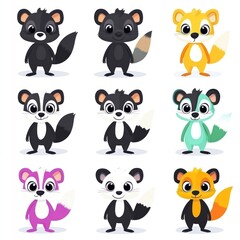 A grid of cute, cartoon-style animal characters in various colors and poses.