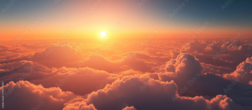 Aufkleber The clouds at evening dusk were lit by the warm glow of the setting sun generating a tranquil and serene atmosphere. with copy space image. Place for adding text or design