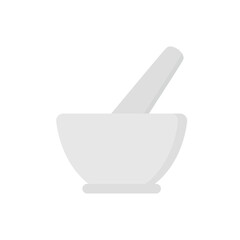 mortar and pestle flat design vector illustration. Grinding tools.