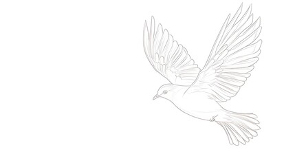 Fototapeta premium Minimalist single line drawing of a graceful bird in flight against a clean blank background with ample copy space for text or design elements