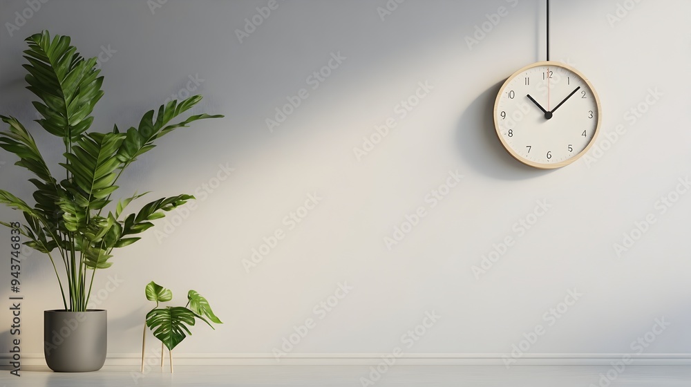 Aufkleber elegant minimalist wall clock with blank face and plenty of copy space for text or design elements s