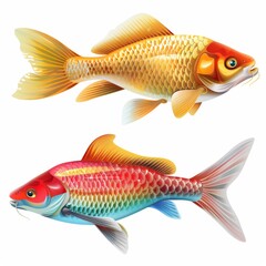 Fototapeta premium Fish 3d realistic icon, mackerel draw shape, fishing symbol, tuna silhouette, salmon sign, color fish