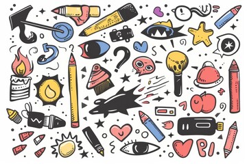 Bullet icon, doodle shell symbol, sketched military cartridge, emotional horror gun sleeve, weapon sign