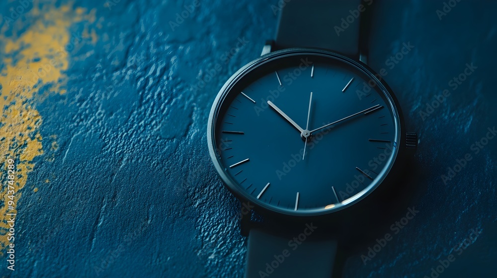 Poster Elegant modern minimalist watch face design with no numbers or markers providing a clean simple and contemporary look with ample blank copy space for adding text graphics or other design elements
