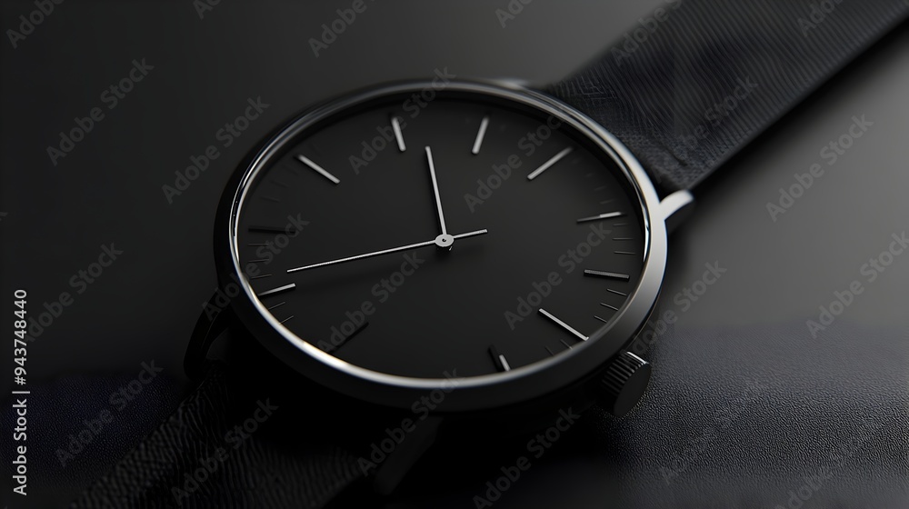 Poster sophisticated minimalist watch face design with clean lines and ample negative space for branding or