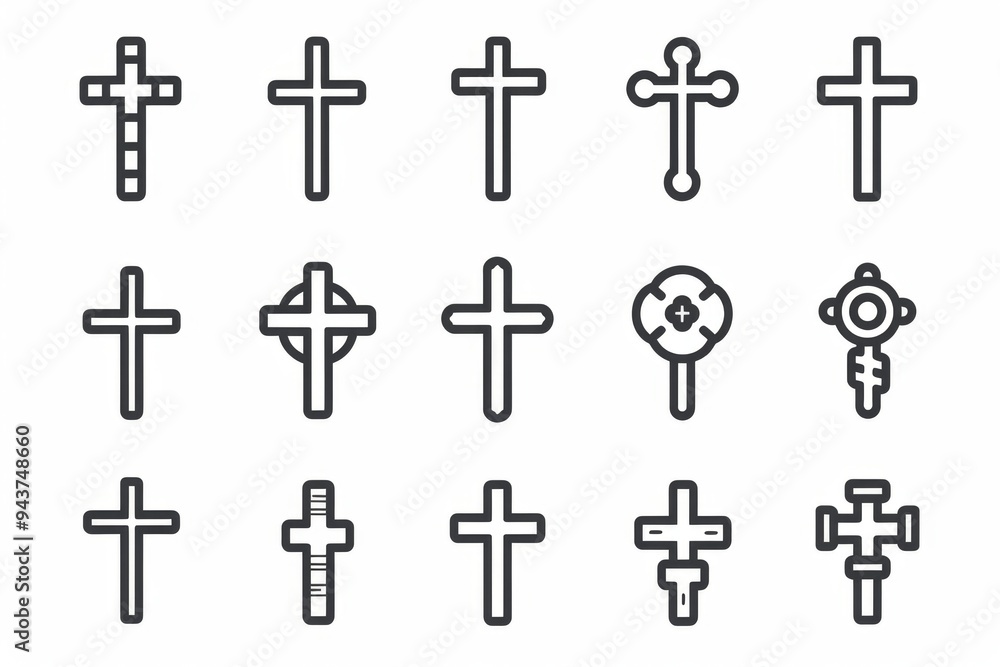 Wall mural cross icon, christianity religion symbol, christian sign, cross shape, church emblem, catholicism sy