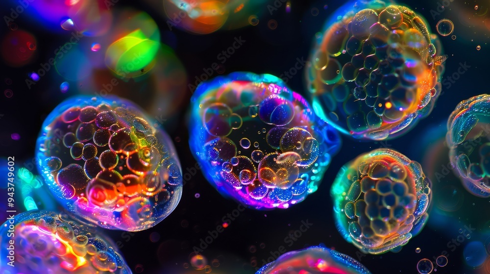 Aufkleber Multicolored stem cells illuminated under lab light