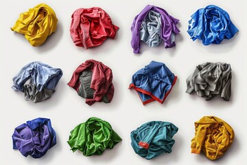 Dirty clothes pile flat icon. Doodle laundry day pile minimal symbol. Crumpled apparel garment heap