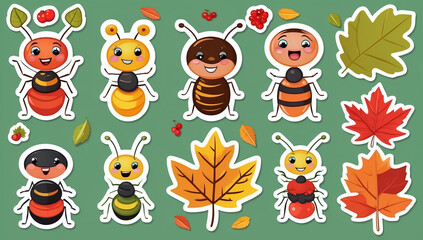 Obraz premium sticker set, different cute funny cartoon ant