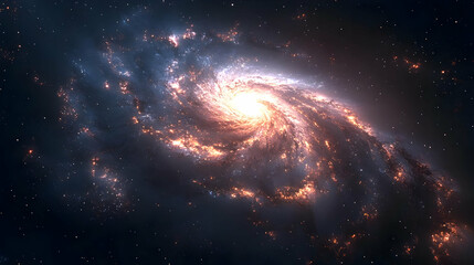 A stunning spiral galaxy with a bright core and glowing arms, set against a backdrop of scattered stars.