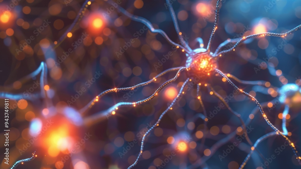Poster neural network with active synapses, bright electric waves