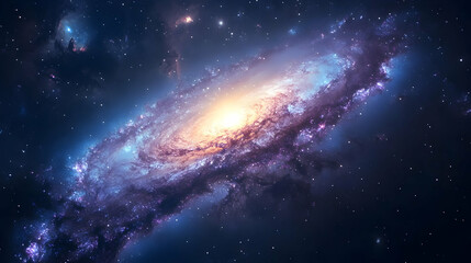 Obraz premium A stunning spiral galaxy with bright stars and a central core, against a backdrop of a dark, starry sky.