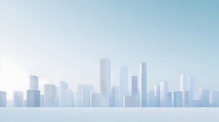 Naklejka premium Minimalist skyline with a single high rise building in focus showcasing modern urban architecture and design The clean geometric silhouette stands out against the horizon