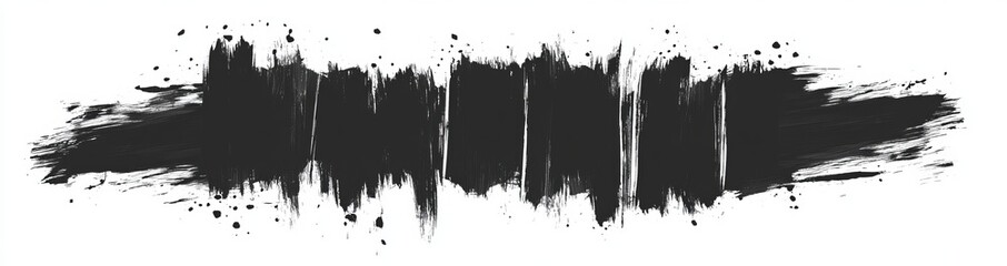 There is grunge paint roller. There is distressed banner. There are black stripes isolated. There is a paintbrush collection. The shape of the texture is modern. There is a dry border. There is