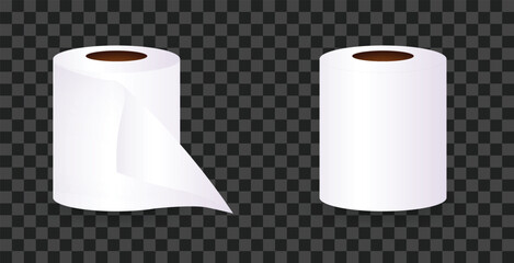 White Plain Toilet Tissue Paper Roll on transparent vector background