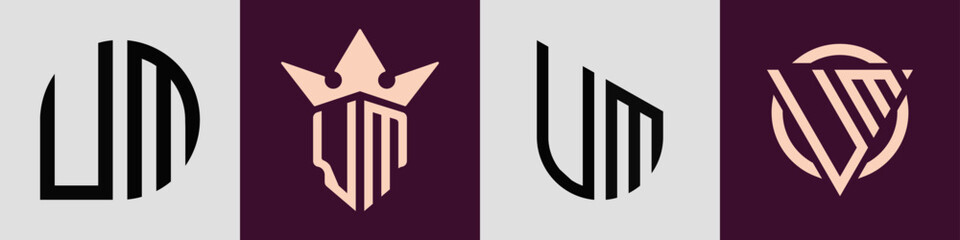 Creative simple Initial Letters UM Logo Designs Bundle.
