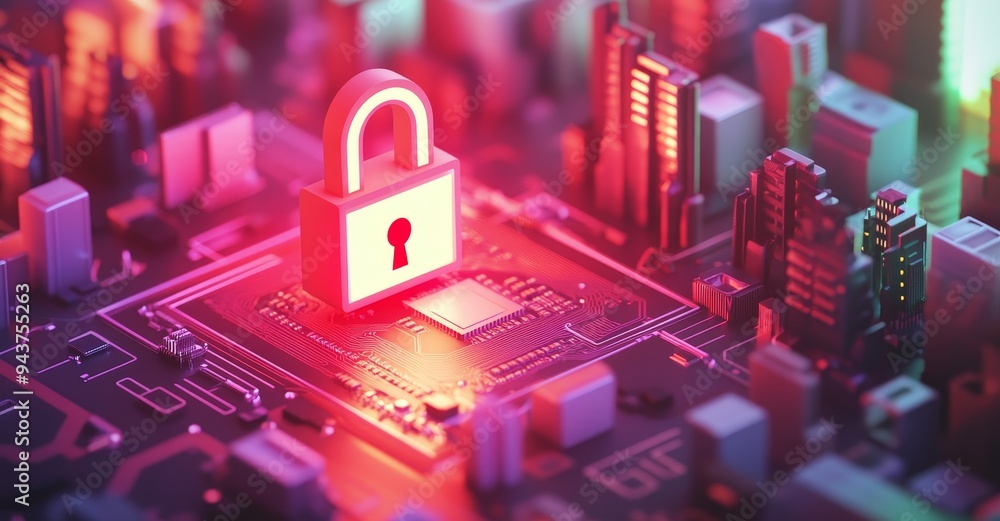 Poster cybersecurity measures in nyc buildings using holograms and lock circuitry