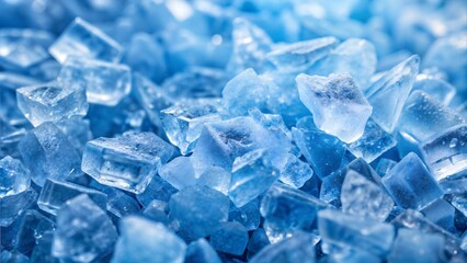 Blue Crystals Close-Up, Shimmering and Cool, Ice-Like Texture