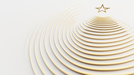 Golden lines form a modern christmas tree on a white background, perfect for holiday messages