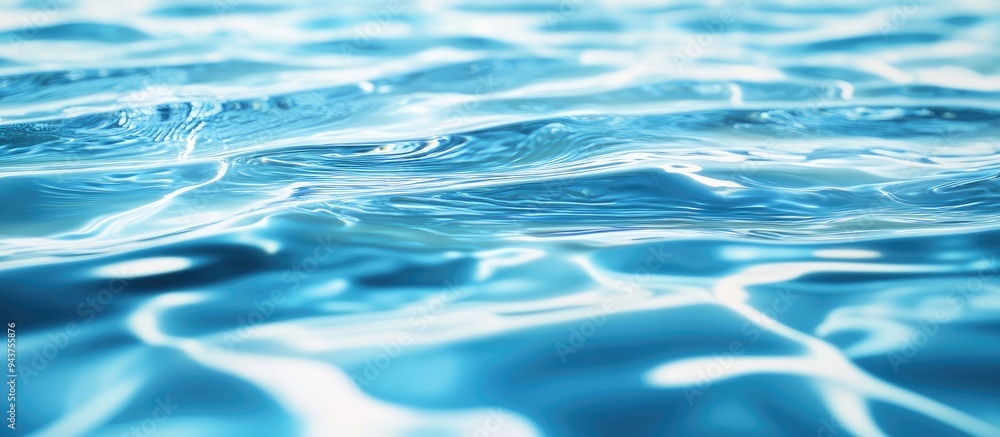 Poster Water with ripples against a blue background. with copy space image. Place for adding text or design