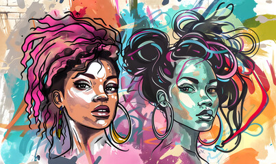 Naklejka premium graphic advertising images focusing on beauty and hair