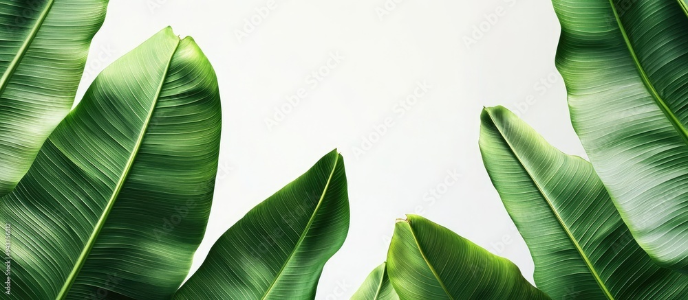 Poster Banana leaf form Banana leaf pattern. with copy space image. Place for adding text or design