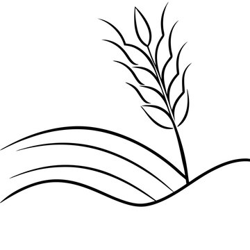 recommend clip art: vector wheat field swaying in line art