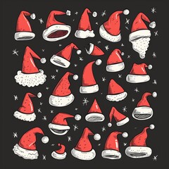 Santa hat icon, christmas hat, santa claus cap , red holiday costume symbol, xmas hat sign on white