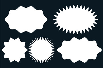 Starburst labels and badges. Special offer sale stickers. Promo icons with star edges.  © Mr. 786