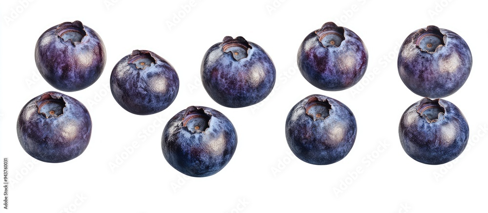 Aufkleber fresh blueberries isolated against a white background clipping path of a macro photo of blueberries 