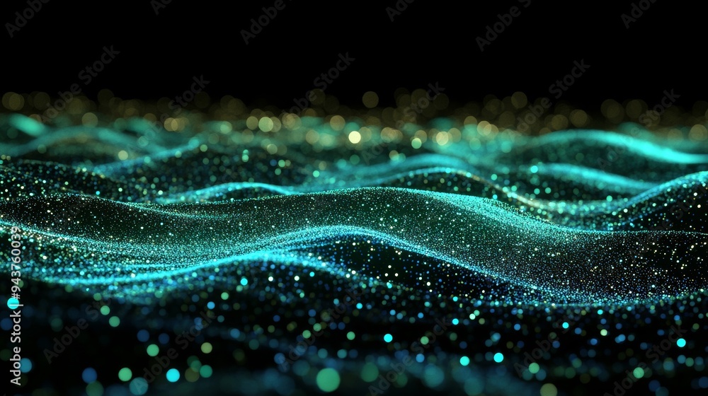 Aufkleber dark background with abstract waves floating above.
