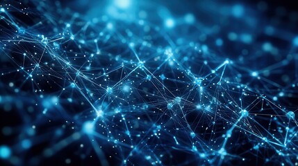 Abstract Blue Network Background - Digital Connections, Technology, Future, Data, Communication