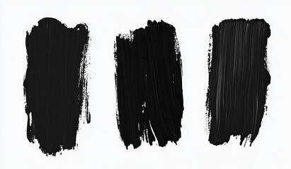 Fototapeta premium White background with isolated strokes. A set of black marker paint textures.