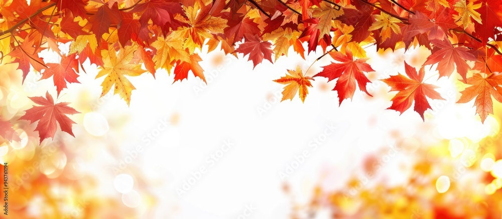 Poster maple leaves in autumn on a white background seasonal autumn frame copyspace for text