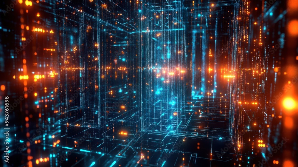 Poster abstract digital network background - futuristic technology and data flow illustration.