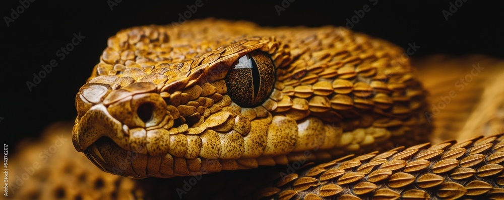 Poster close-up of a rattlesnake's rattle showcasing texture and intricate patterns in sharp focus, highlig