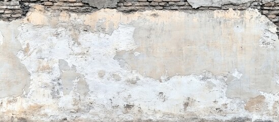 Obraz premium Cement wall as the backdrop White or gray background Damaged beige cement facade wall Damaged beige cement facade wall. with copy space image. Place for adding text or design