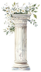 Naklejka premium PNG Elegant floral ancient column illustration