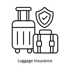Luggage Insurance Vector outline icon design illustration. insurance symbol on white background EPS 10 File .