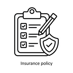 Insurance Policy Vector outline icon design illustration. insurance symbol on white background EPS 10 File .
